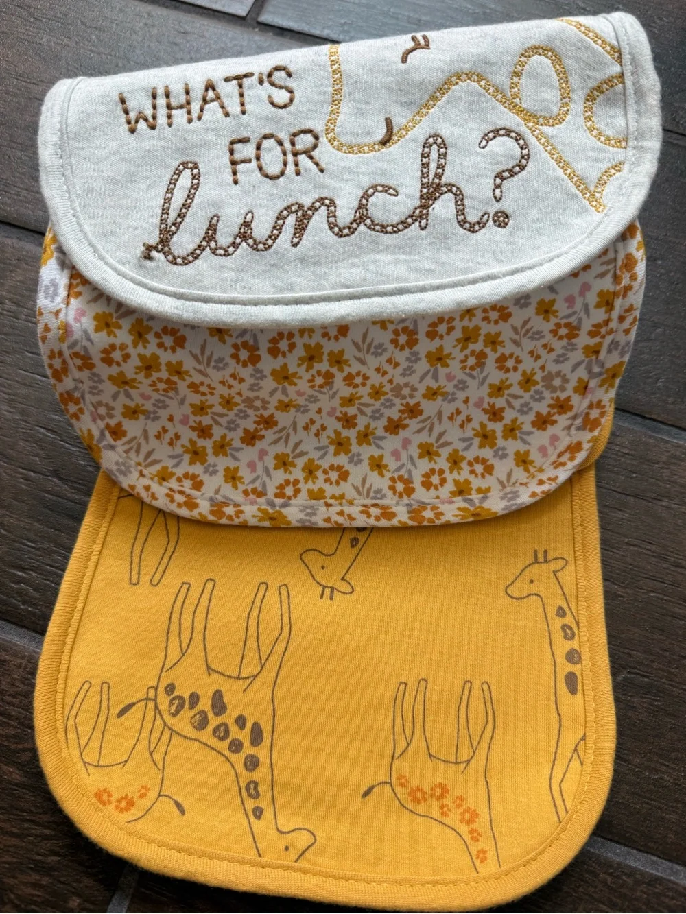 Carter's Mustard Floral Footed One-Piece Set with matching bibs